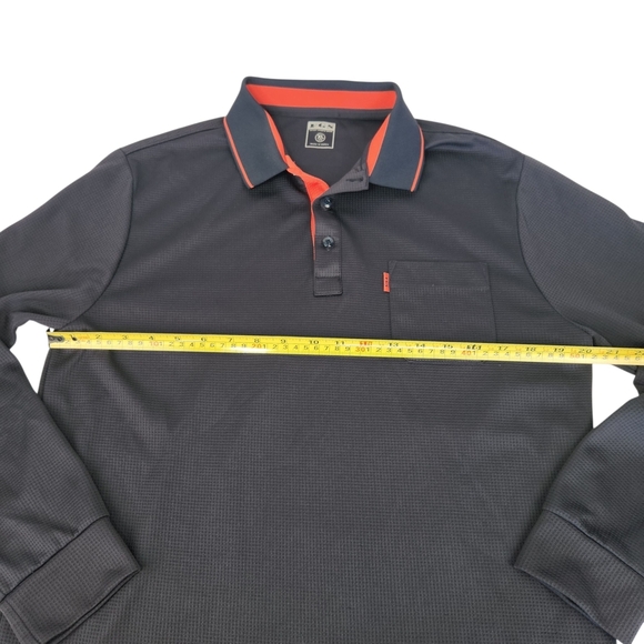 Men's FGS Long Sleeve Navy Polo Golf Shirt with Orange Accents XL - Picture 8 of 13